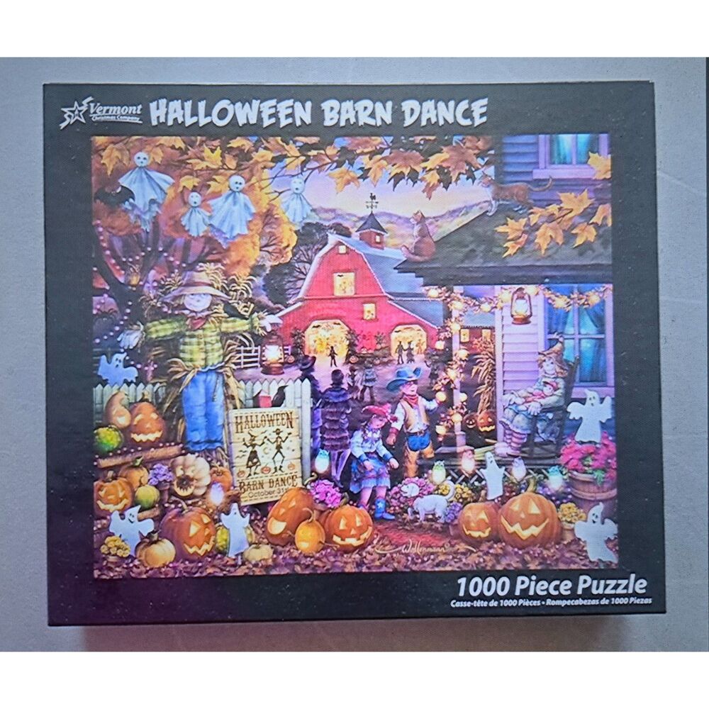 Vermont Christmas Company Halloween Barn Dance 1000 pc Randy Wollenmann Pumpkin
